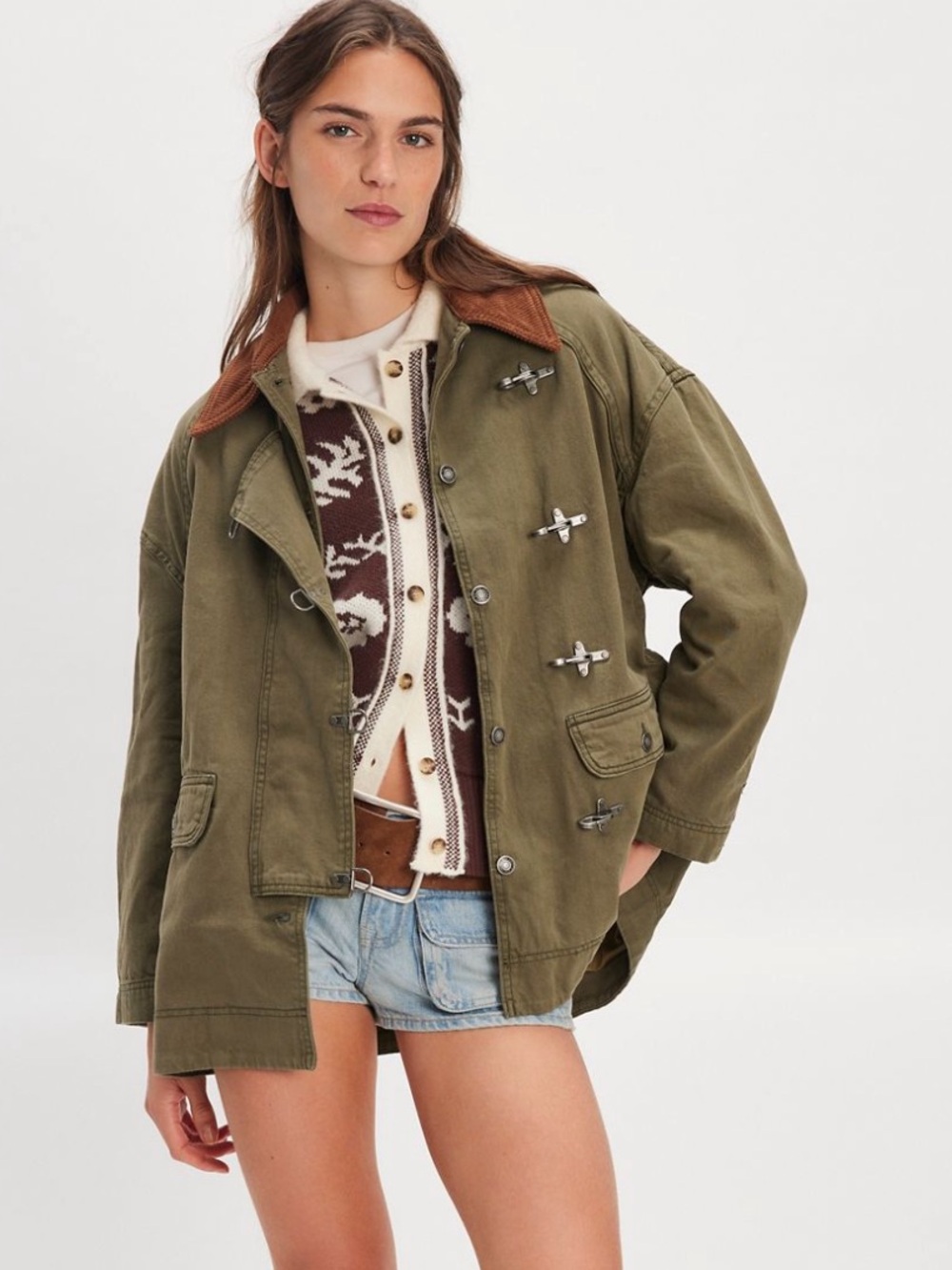We the Free / Free People Denim Barn Coat L
